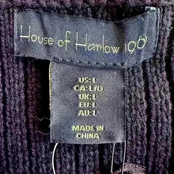 NWT House of Harlow 1960 Black 2 Piece Crochet Cropped Tank and‎ Midi Skirt Sz L - Picture 5 of 13